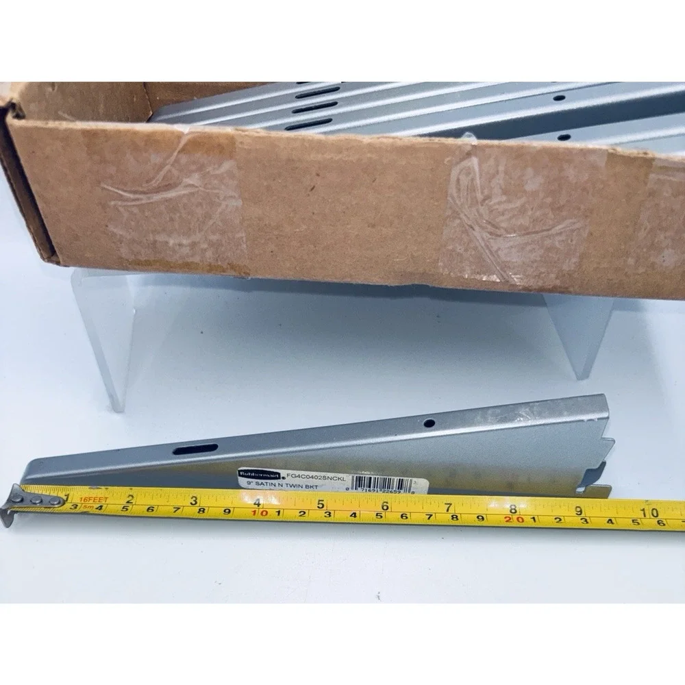 8 Rubbermaid 9” Twin Track Satin Nickel Shelf Brackets FG4C0402NCKL Silver NEW